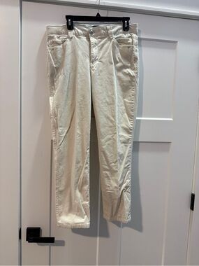Democracy Cream High-Rise Corduroy Pants with Decorative Button
